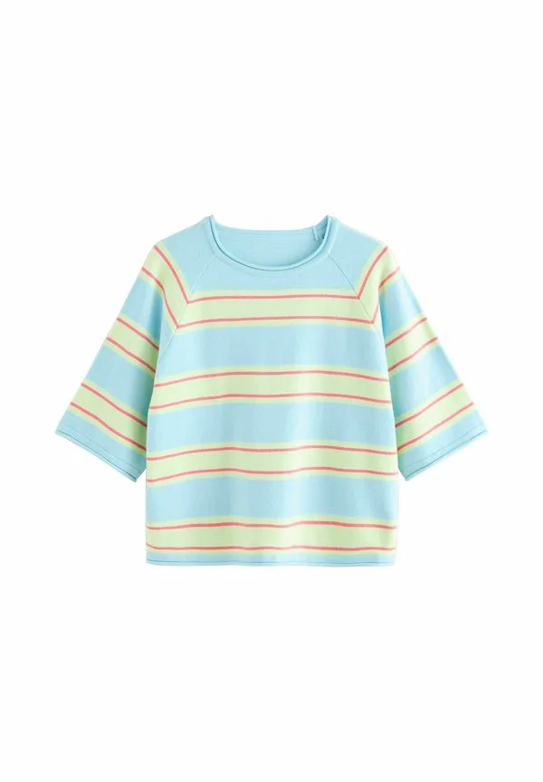 

Компактная уютная базовая футболка с коротким рукавом Next, Blue/Green Stripe, Зеленый, Компактная уютная базовая футболка с коротким рукавом Next, Blue/Green Stripe