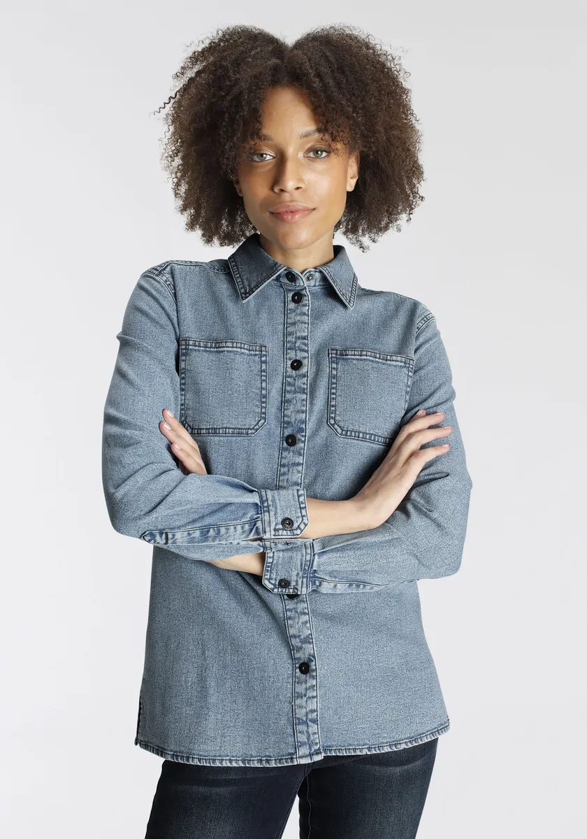 

Джинсовая куртка Arizona "Shacket Denim - Shirt Jacket", более широкого кроя, цвет Bleached