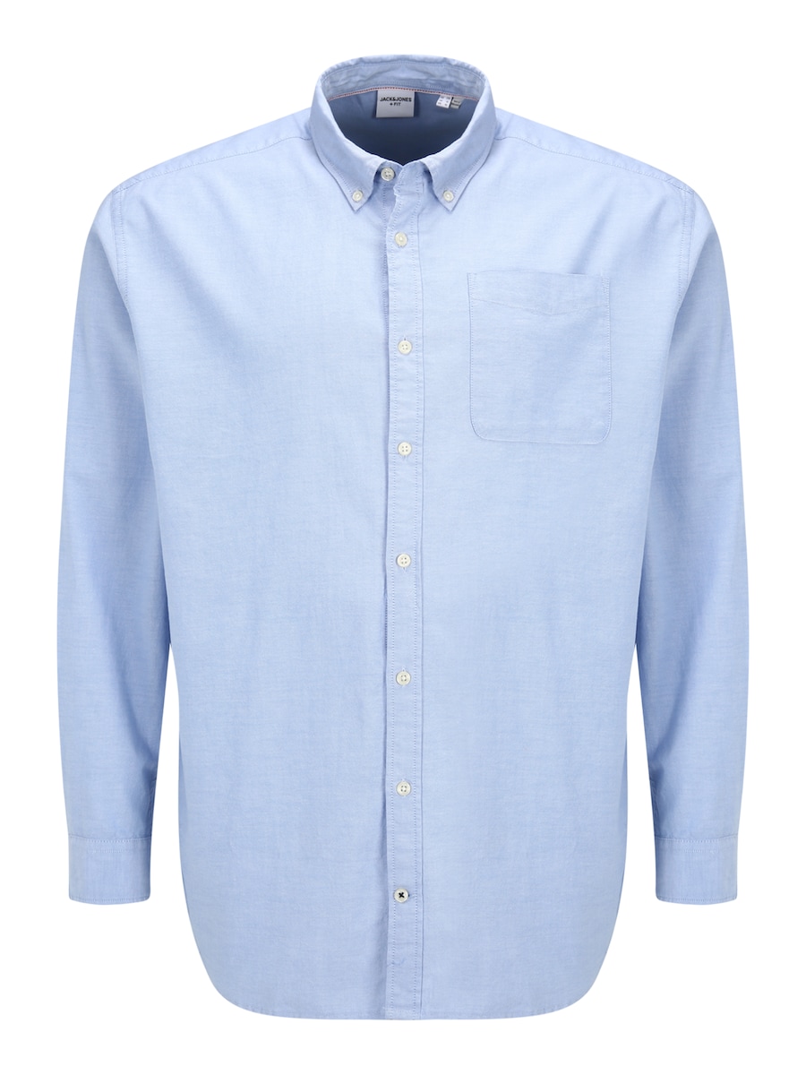 

Рубашка Slim Fit на пуговицах Jack & Jones Plus Oxford, светло-голубой