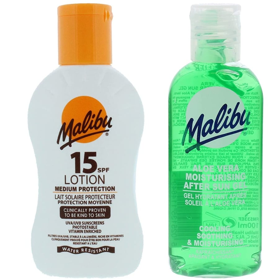 

Водостойкий бальзам Malibu SPF15 100 мл + Алоэ после загара 100 мл