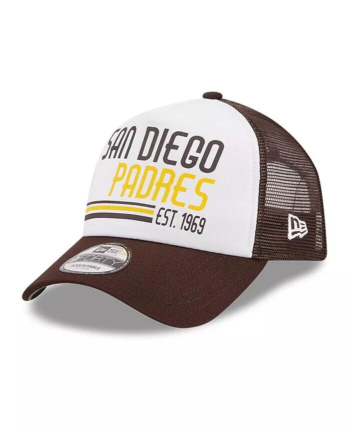 

Мужская белая, коричневая регулируемая кепка San Diego Padres Stacked A-Frame Trucker 9FORTY New Era, белый