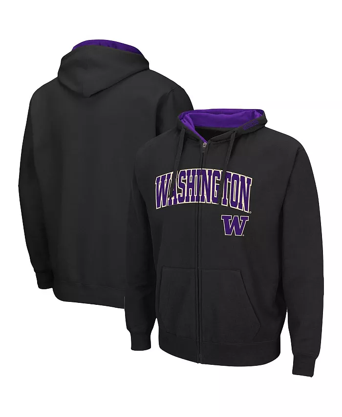 

Мужская черная толстовка Washington Huskies Arch Logo 3.0 с молнией по всей длине Colosseum