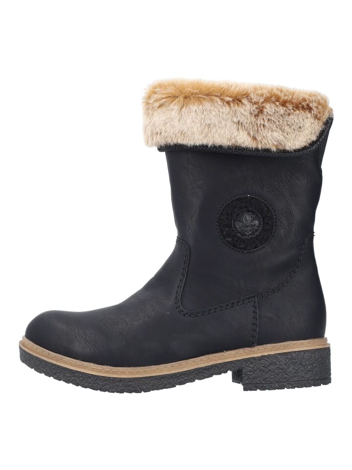 Сапоги женские Rieker Stiefel с меховым отворотом, черный — фото 2