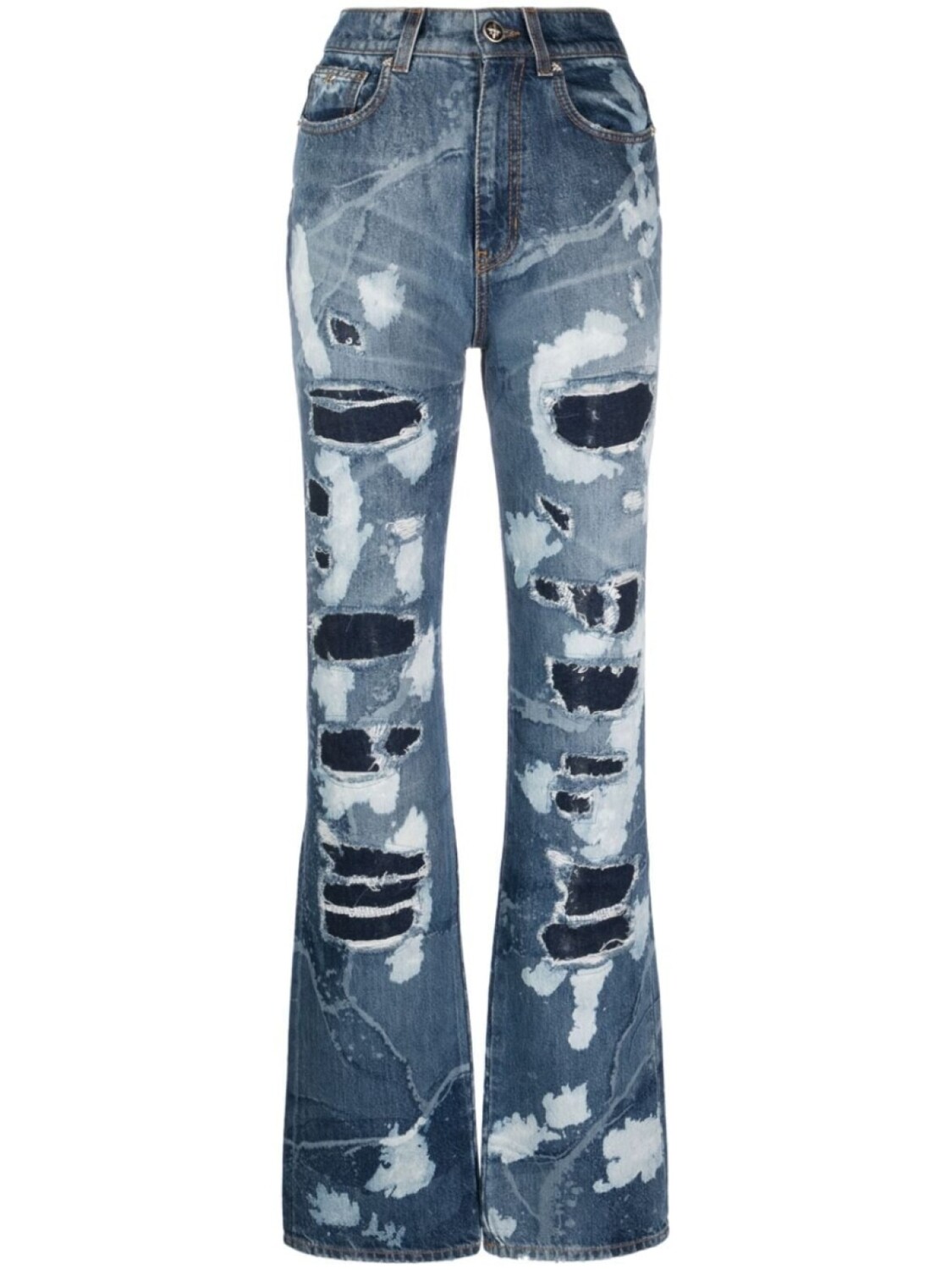 

John Richmond Jacenty bleached flared jeans, синий