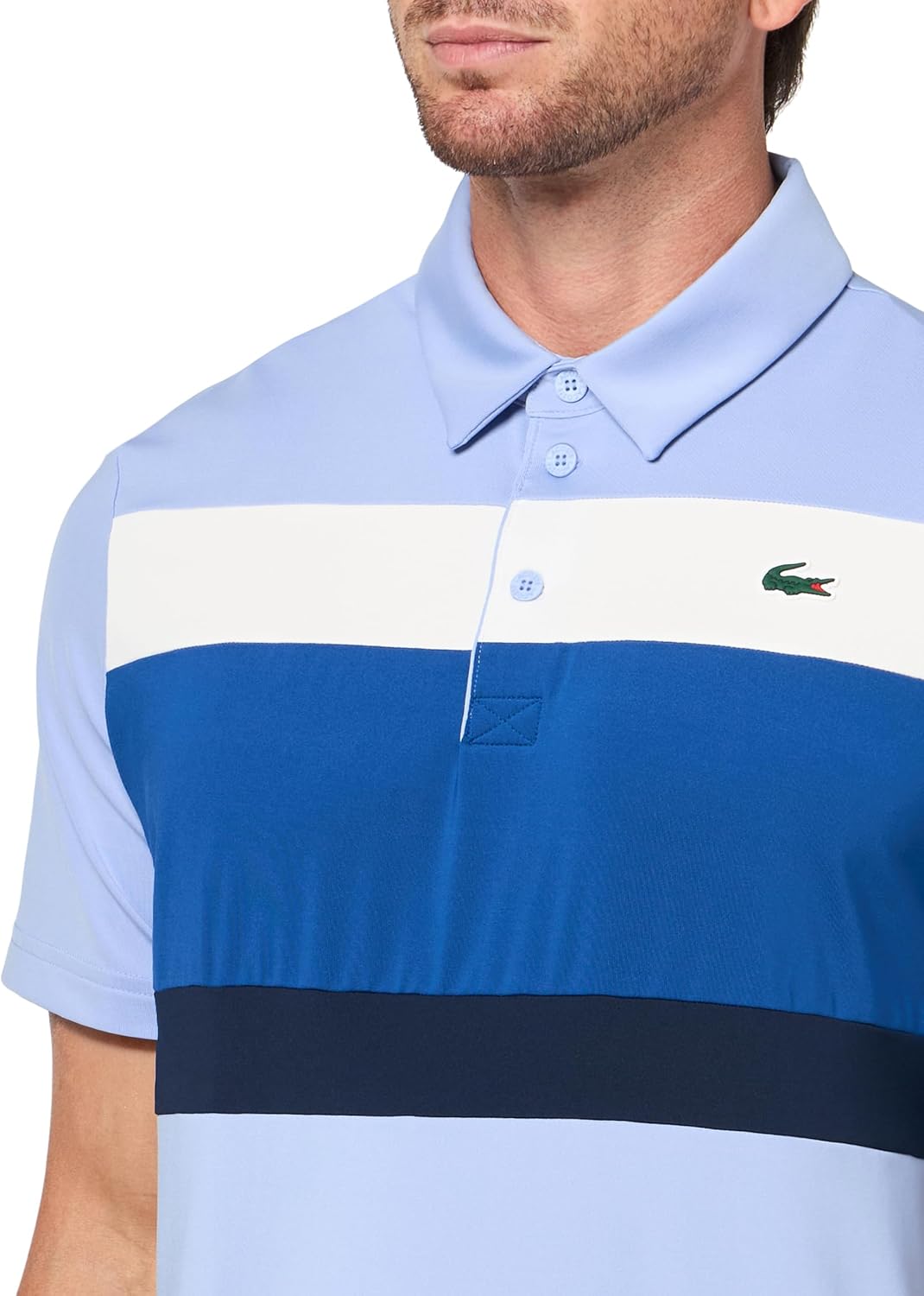 Lacoste мужская спортивная поло Regular Fit Color Block для гольфа, Delphinium/France Blue/White — фото 3