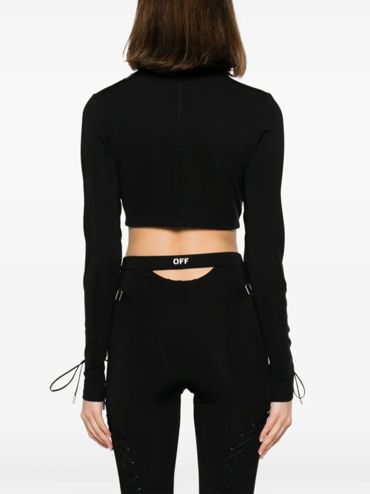 Off-White укороченный топ со шнуровкой и логотипом, черный — фото 4