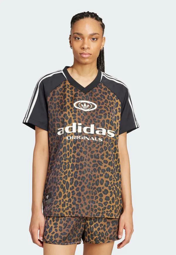 Футболка с атласным принтом и изображением льва Adidas Originals, Multicolor Bronze Strata