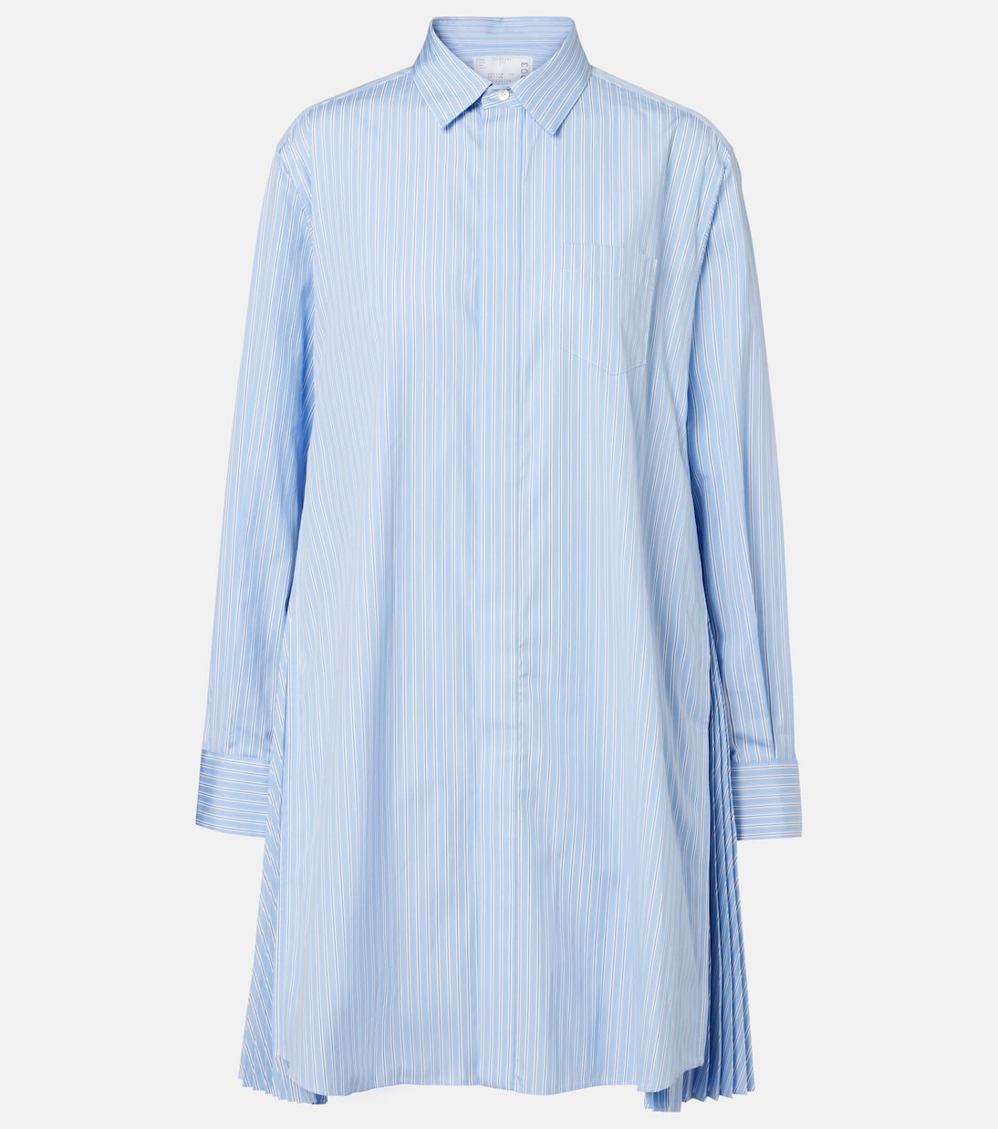

Полосатое хлопковое платье-рубашка из поплина Sacai, L/Blue Stripe