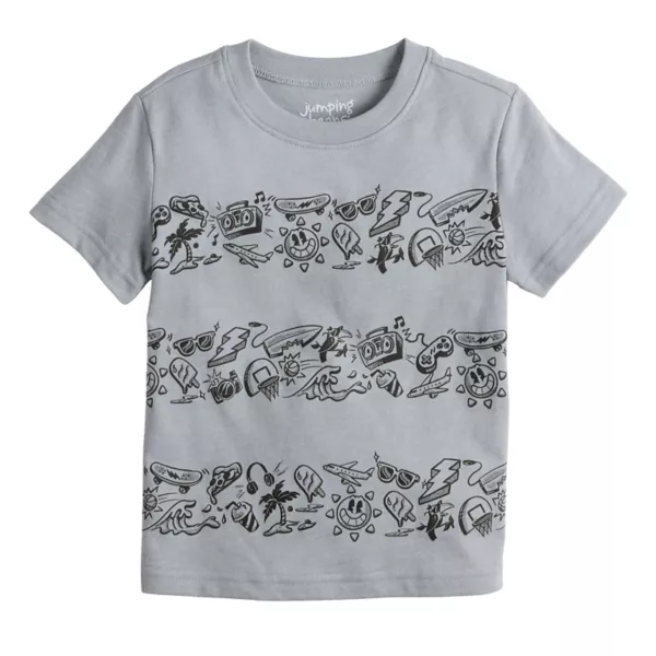 

Футболка с коротким рукавом и принтом для мальчиков Baby & Toddler Jumping Beans, цвет grey icon stripe