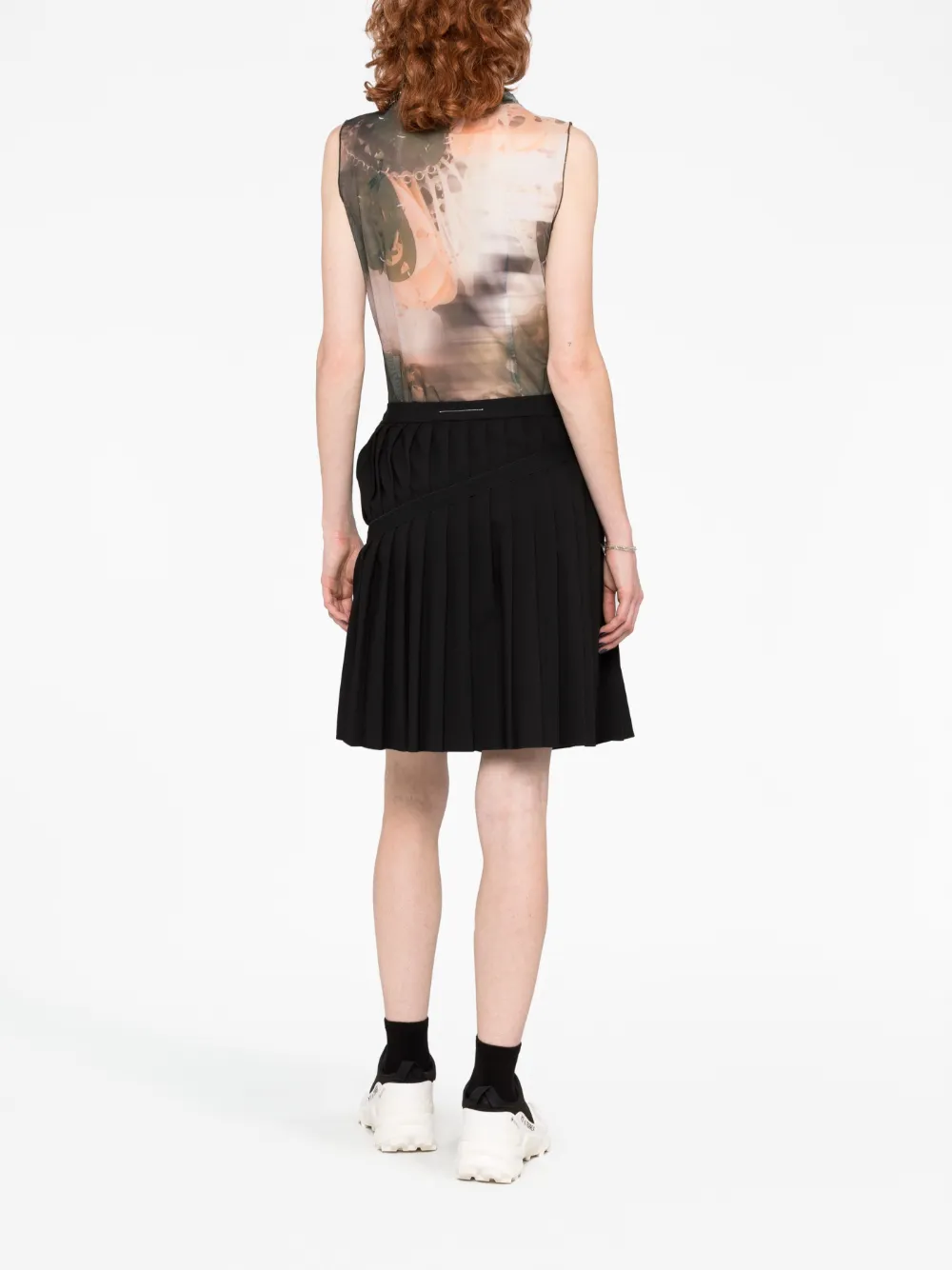 Короткая юбка асимметричного кроя MM6 Maison Margiela, черный — фото 4