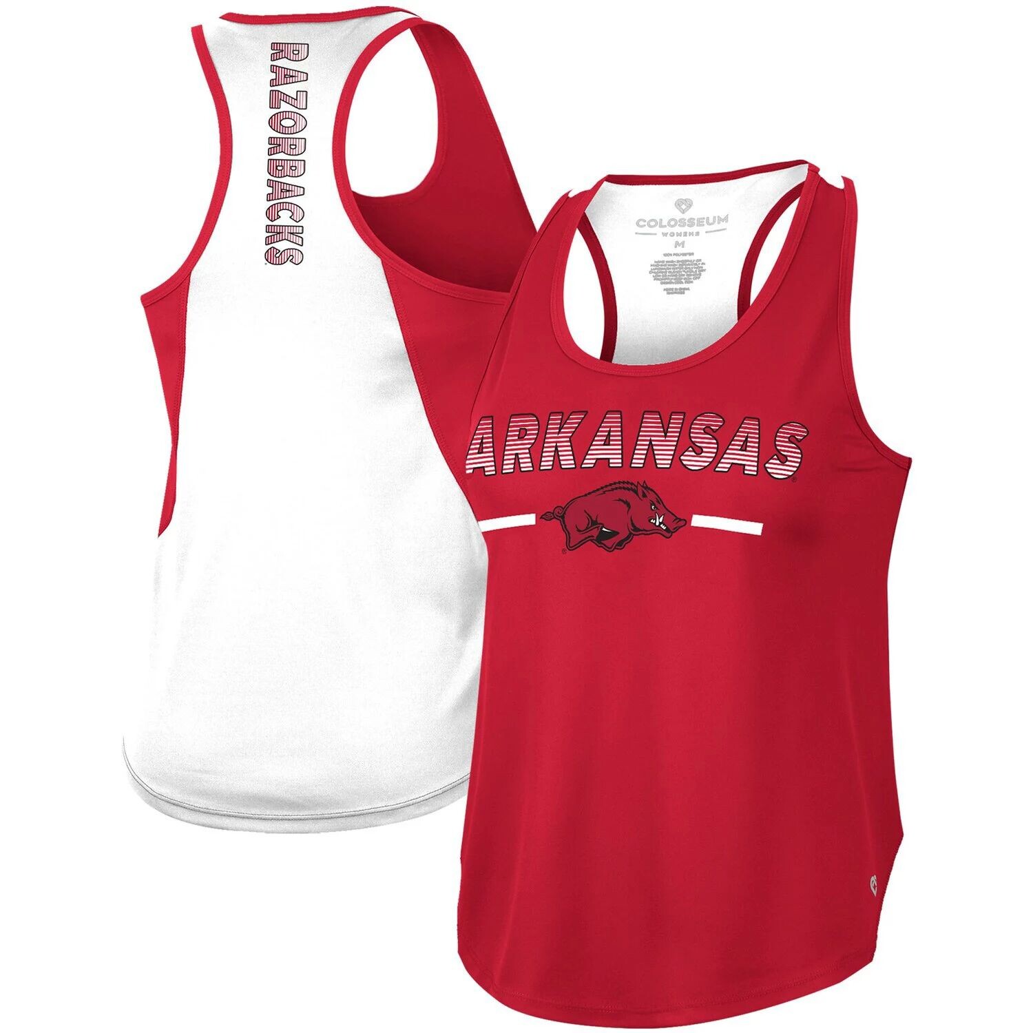 

Женская майка Colosseum Cardinal Arkansas Razorbacks Sachs 2-Hit с овальным вырезом и открытой спиной Colosseum