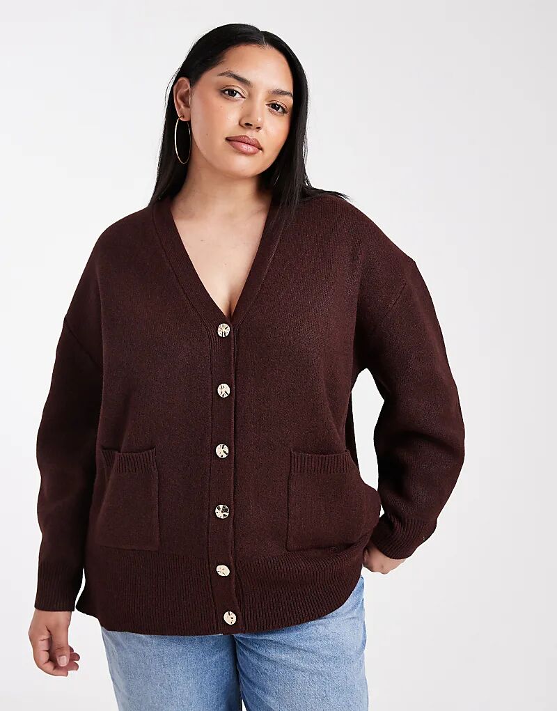 

Кардиган бойфренда ASOS DESIGN Curve свободного кроя из структурированной пряжи сливового цвета Asos Curve