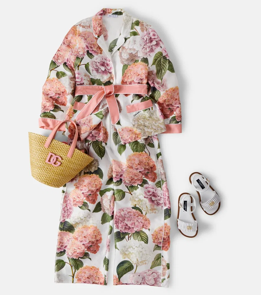 Шелковая рубашка с цветочным принтом Dolce&Gabbana Kids, мультиколор — фото 2