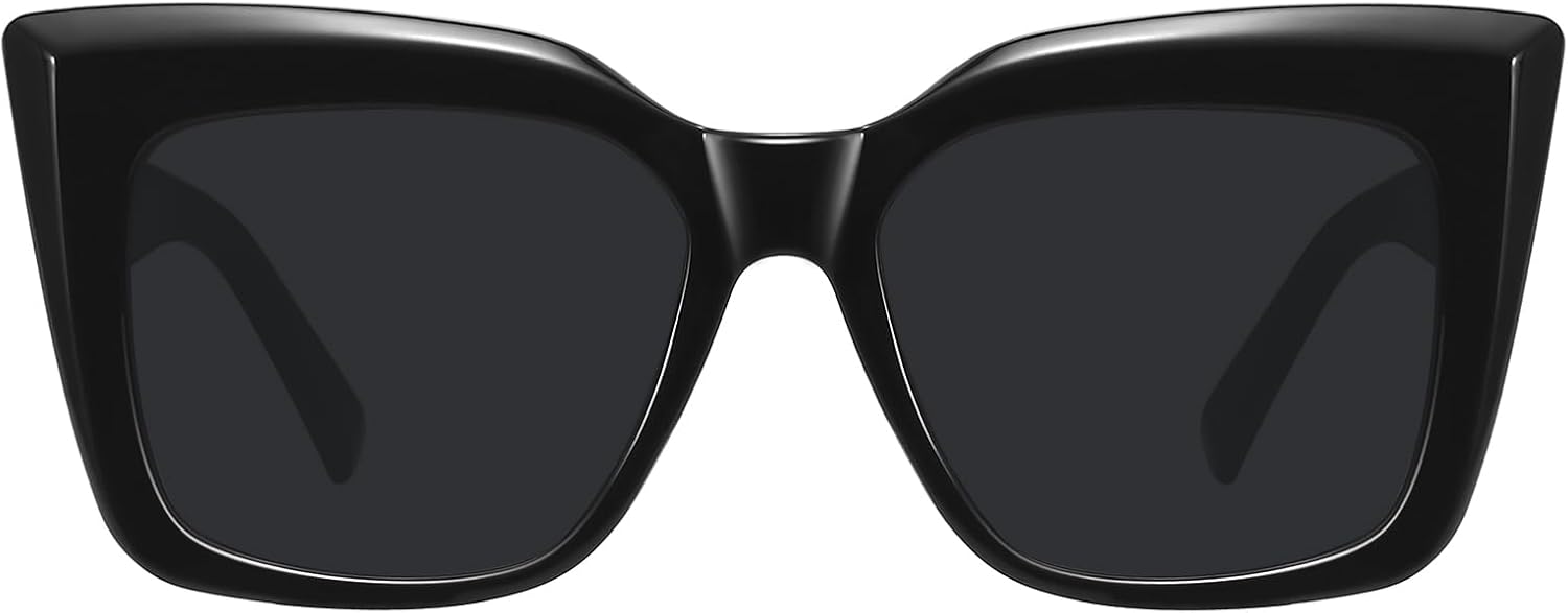 

Большие квадратные солнцезащитные очки, модные поляризованные солнцезащитные очки для женщин и мужчин, классический ретро-стиль, защита от УФ-излучения UV400 Fozono, Black / Grey(3389)