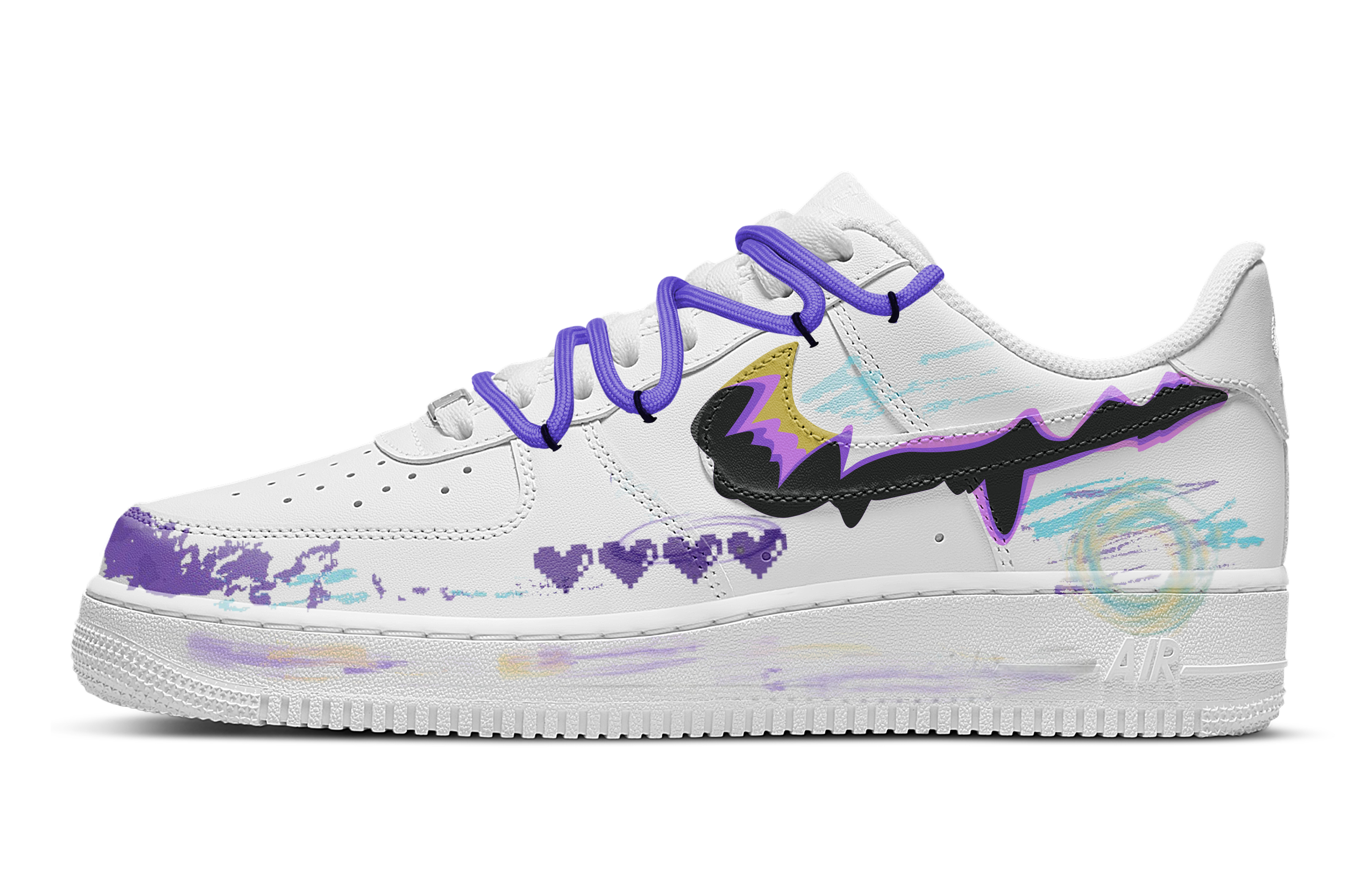 

Nike Кроссовки Air Force 1 Purple Light Flowing Melody с антискользящей амортизацией, низкие, для скейтбординга, мужские, белые