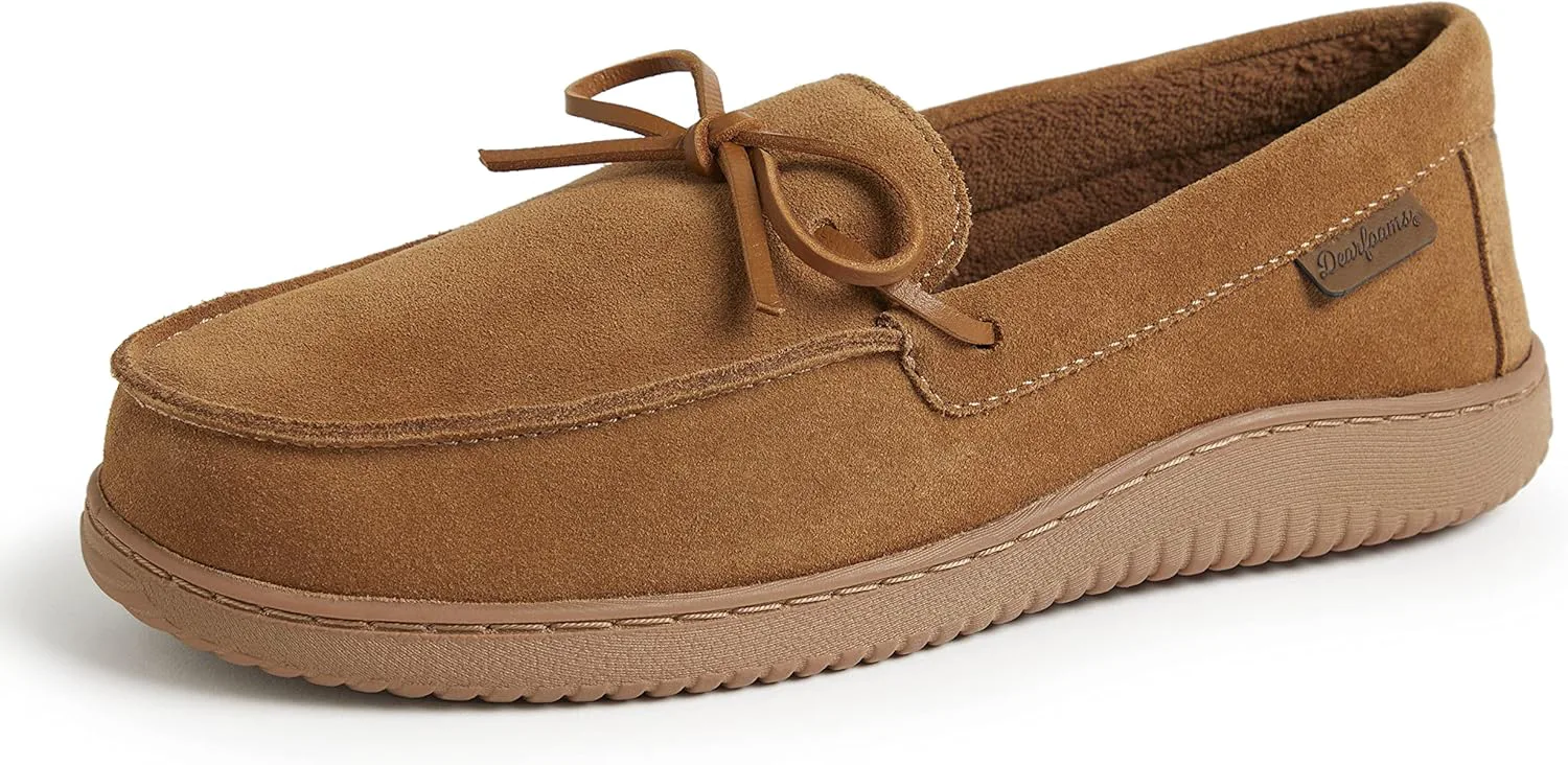 

Мокасины для мужчин Dearfoams с эффектом памяти и шнуровкой для дома и улицы, возвращающие энергию и обеспечивающие комфорт