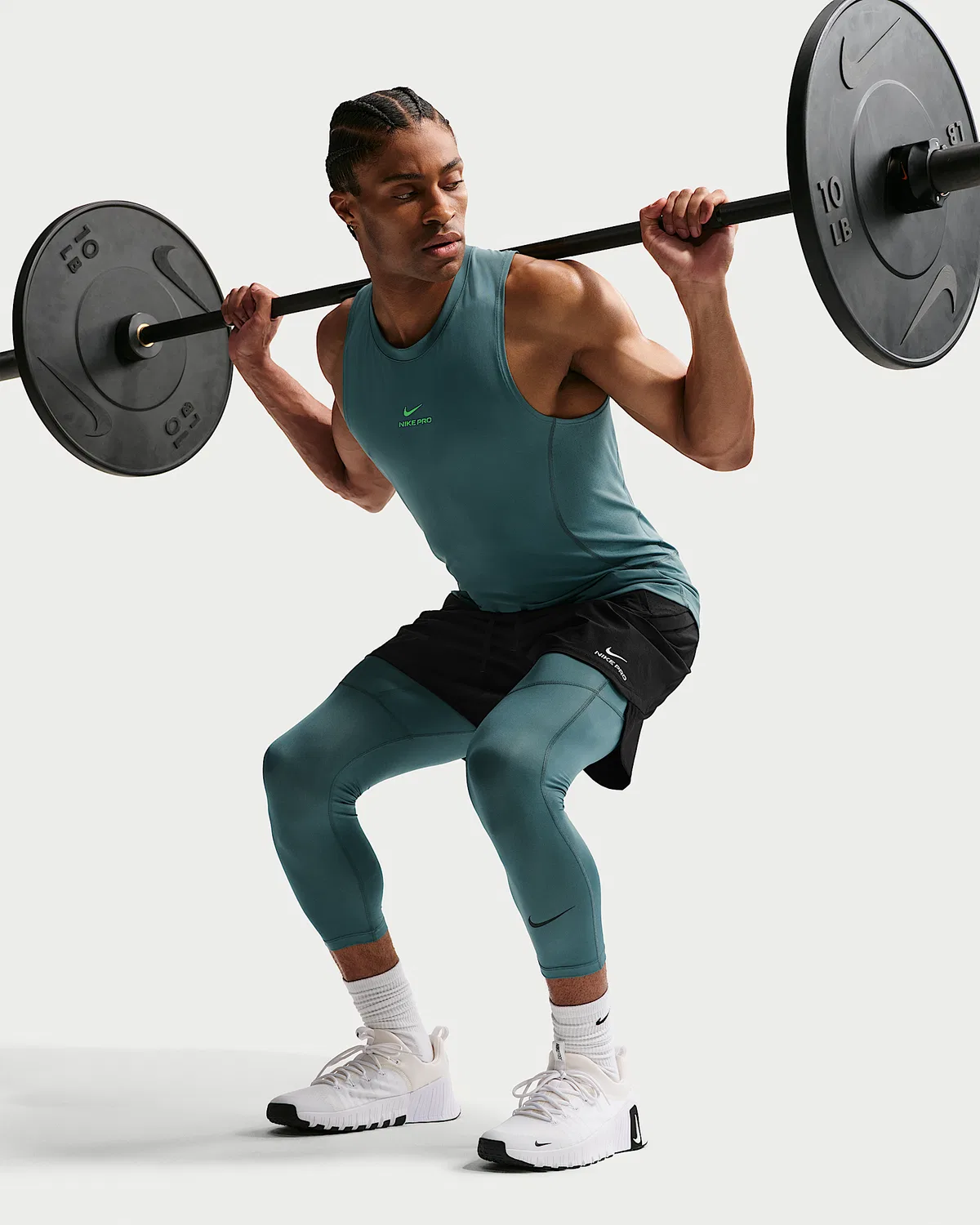 Мужские фитнес-лосины Nike Pro Dri-FIT 3/4, Mineral Slate/Black — фото 4