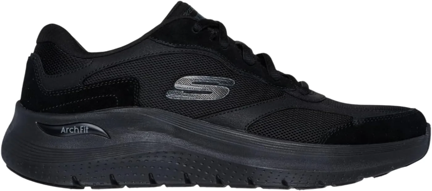 Мужские кроссовки Skechers из сетчатой кожи на шнуровке с резиновой подошвой, черный — фото 2