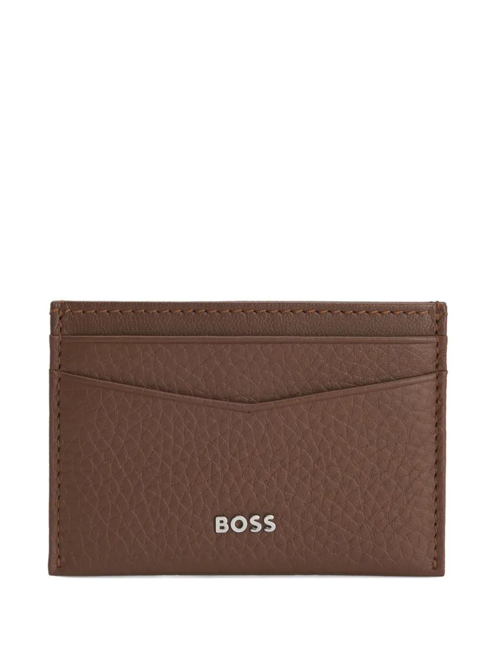 

Картхолдер из зернистой кожи BOSS, коричневый