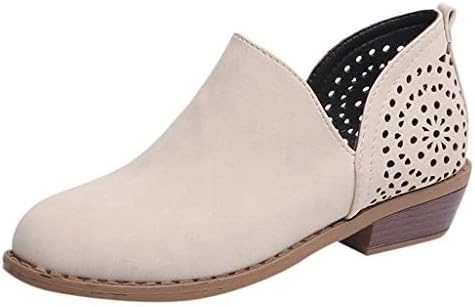 

Женские ботинки Hbeylia Винтажная мода, V-образный вырез, заостренный носок, массивные средние каблуки, короткие ботильоны с вырезами в стиле ретро, бохо пляжные свадебные и вечерние ботинки для женщин, бежевый