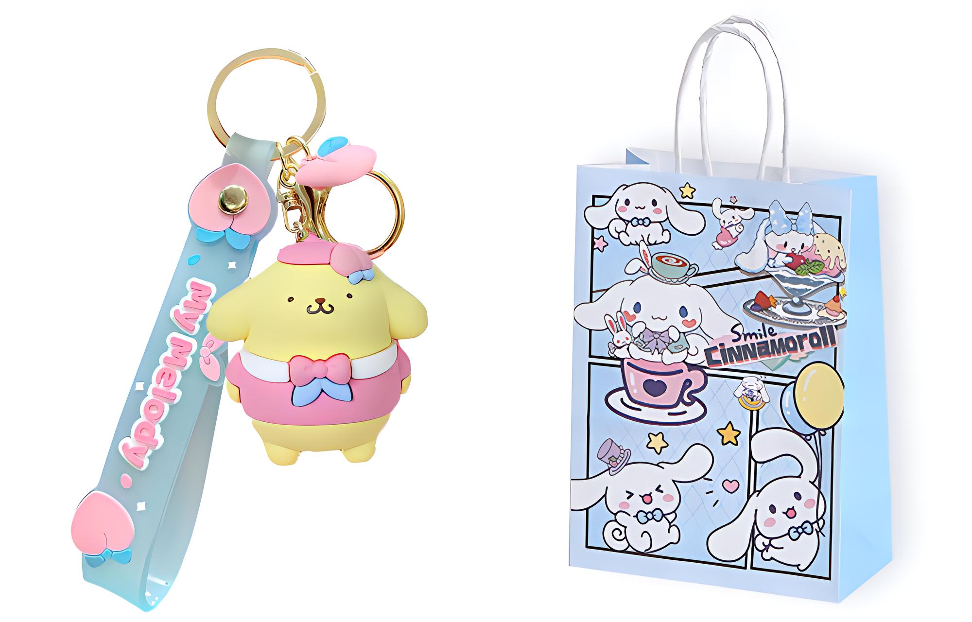 

Sanrio Кулон Hello Kitty My Melody из ПВХ унисекс, Pompompurin+Exquisite Shopping Bag