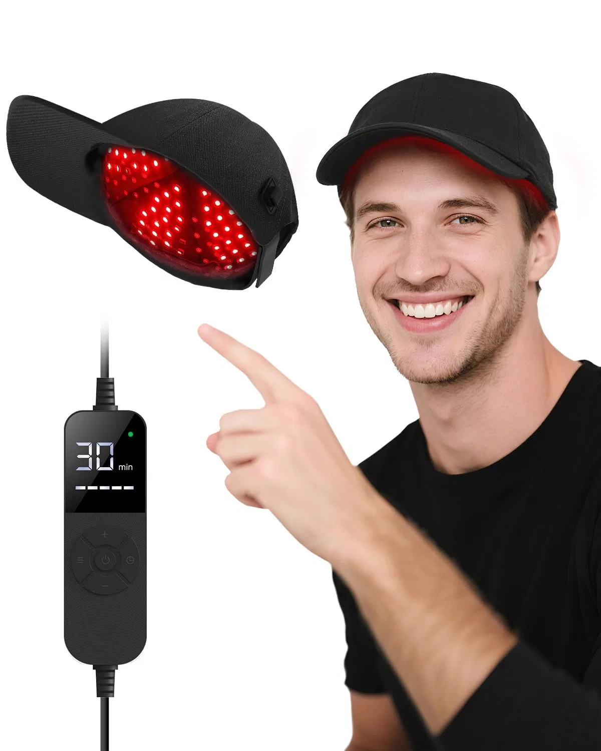 Шапочка для роста волос с красным светом, 200 LED Diwueo