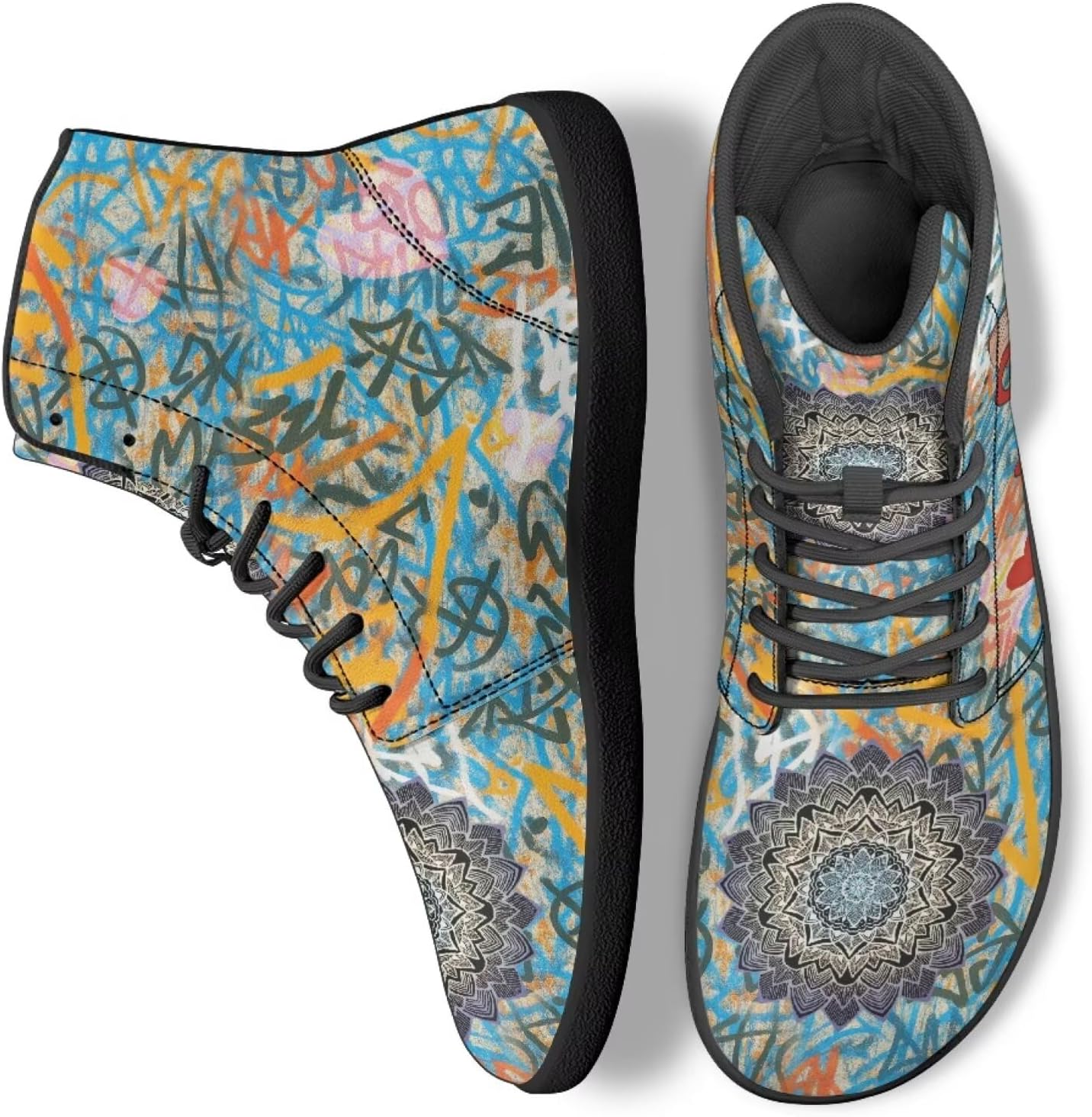 

Унисекс высокие кроссовки для ходьбы, тенниса и работы в офисе для женщин и мужчин, повседневные беговые кроссовки Ecaestolph, Cat Bohemian Mandala Flower