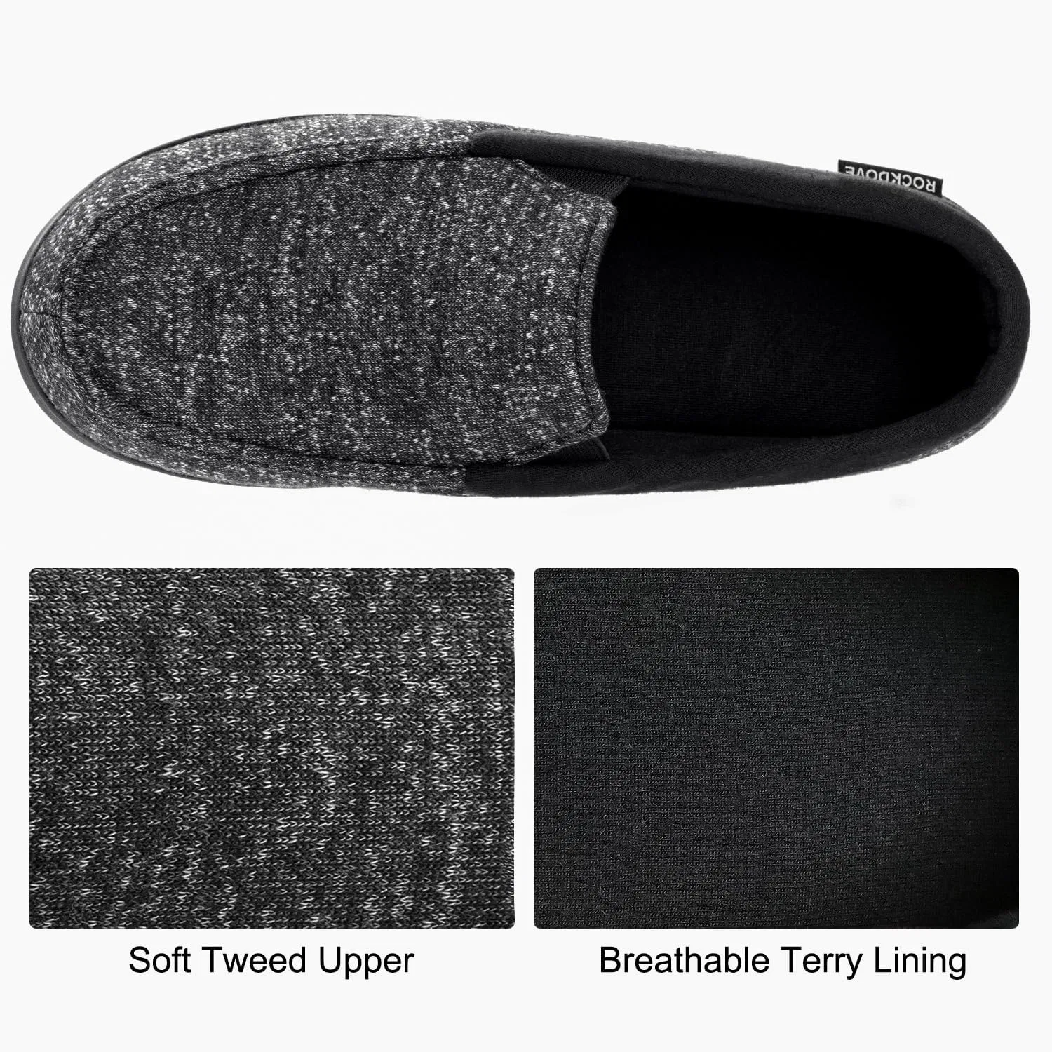 Тапочки мужские Memory Foam RockDove, Black — фото 3