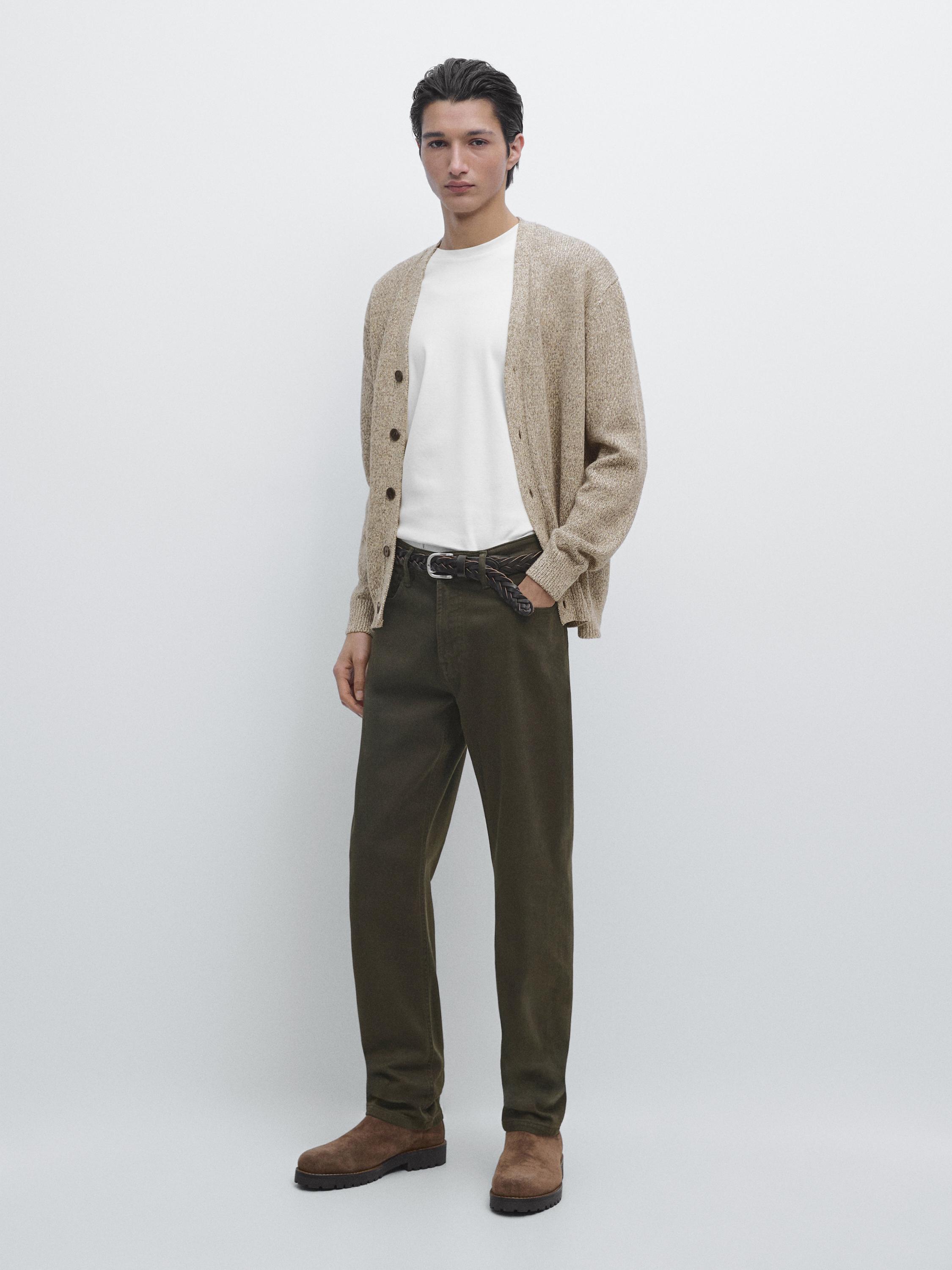 

Джинсы зауженного к низу кроя Massimo Dutti, dark green