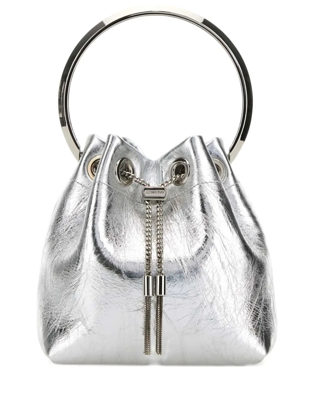 

Сумка-ведро из кожи Jimmy Choo, серебряный