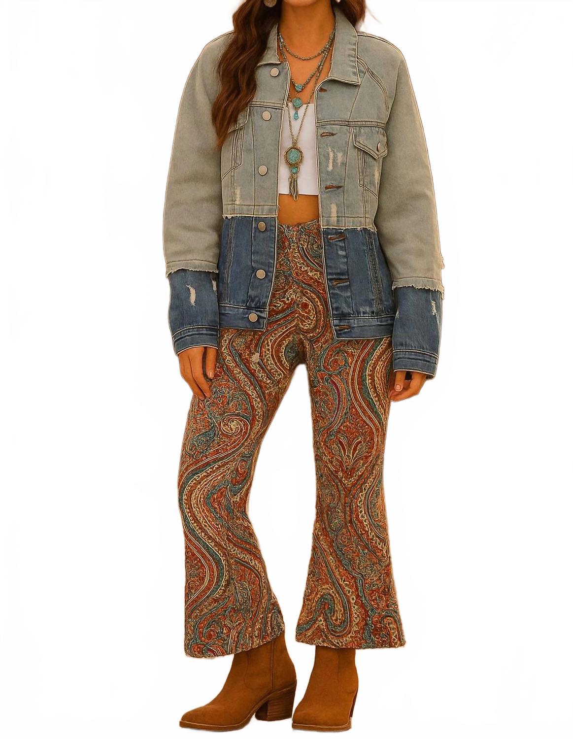 

Little Secret Of Mine Джинсовая куртка Split Decision с застежкой на пуговицы и карманами, двухцветная, синего цвета