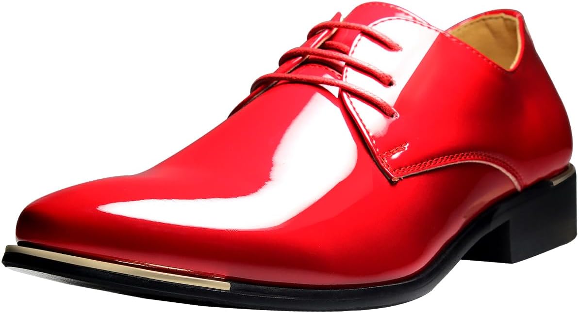 

Мужские классические туфли оксфорды на шнуровке из лакированной кожи с заостренным носком для деловых и свадебных мероприятий Zpllsbratos, красный