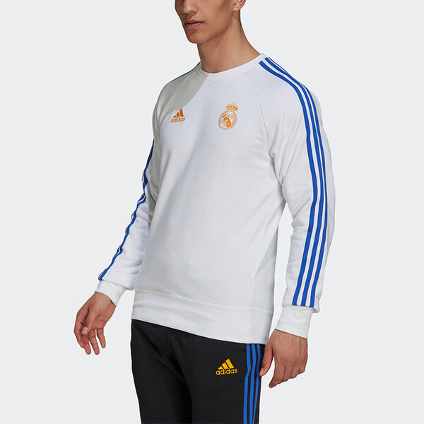 Толстовка Men's adidas Real Real Madrid Soccer/Football Training Sports Round Neck Pullover White, мультиколор — фото 2
