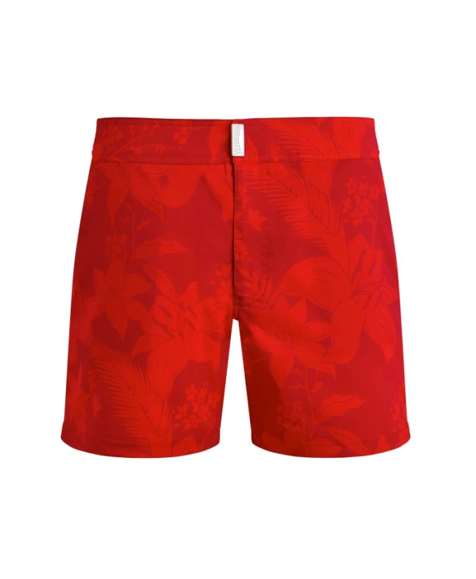 

Мужские короткие плавки из эластичной ткани, плоский пояс, в стиле "цветочная сила". Vilebrequin, красный