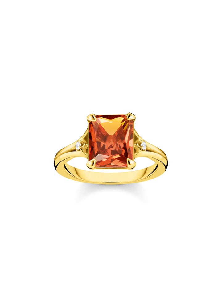 

Thomas Sabo Кольцо с оранжевым камнем в золотом и белом исполнении