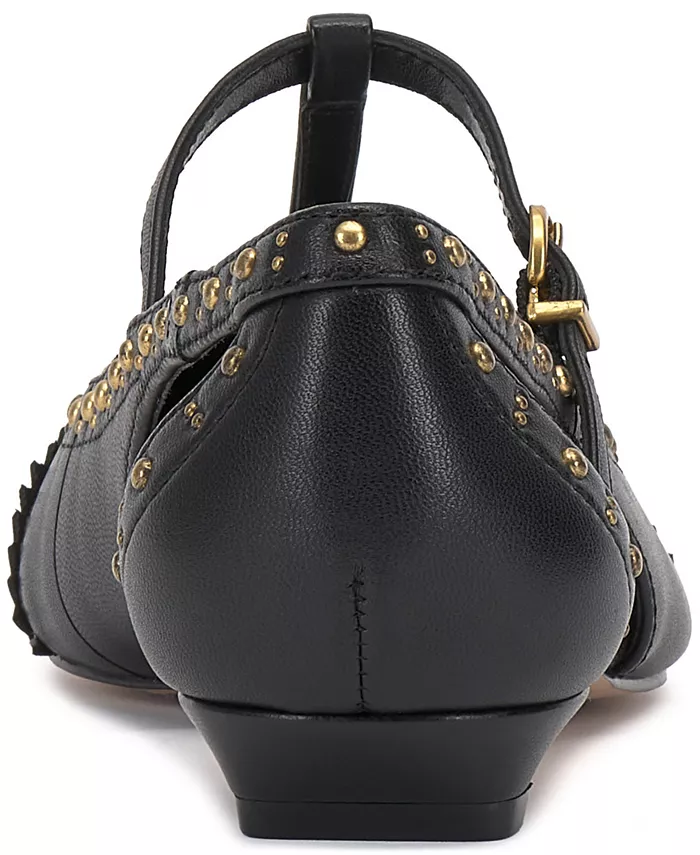 Женские балетки Valkie с шипами и ремешком T-strap на микрокаблуке в стиле Mary-Jane Vince Camuto, черный — фото 3