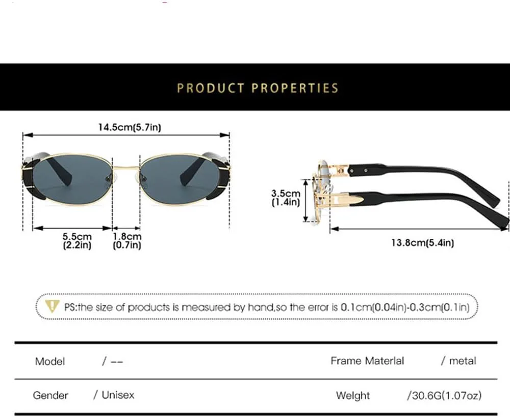 

Маленькие солнцезащитные очки для женщин, ретро, ​​металлические, овальные, мужские, роскошные, модные, панк, круглые, женские, UV400 TKKTLLT, Black Gray