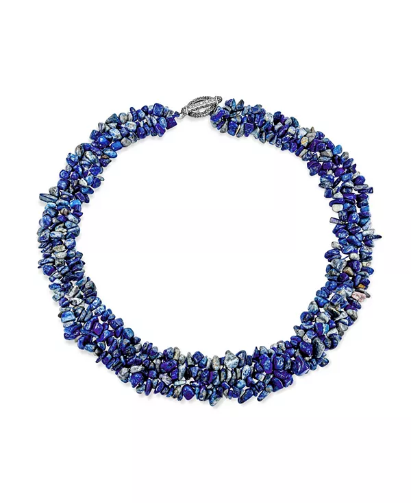 

Крупные крупные кристаллы, многорядное эффектное ожерелье-воротник Bling Jewelry, blue