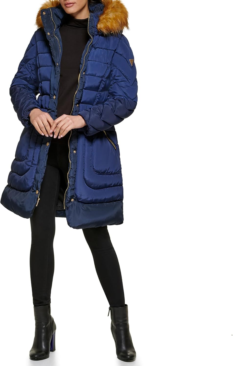 

GUESS женская куртка-пуховик Guess средней толщины, Belted Indigo