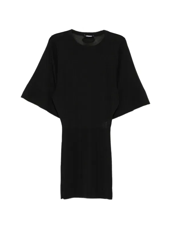 Вязаное платье с рукавами «летучая мышь» Jacquemus, черный