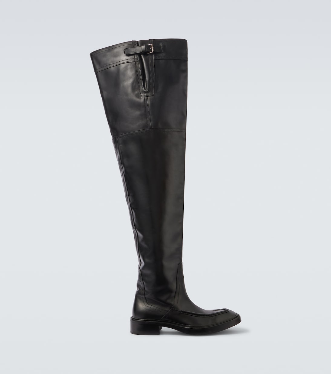 

Кожаные ботинки Joe выше колена Saint Laurent, Noir (Palladio Black)