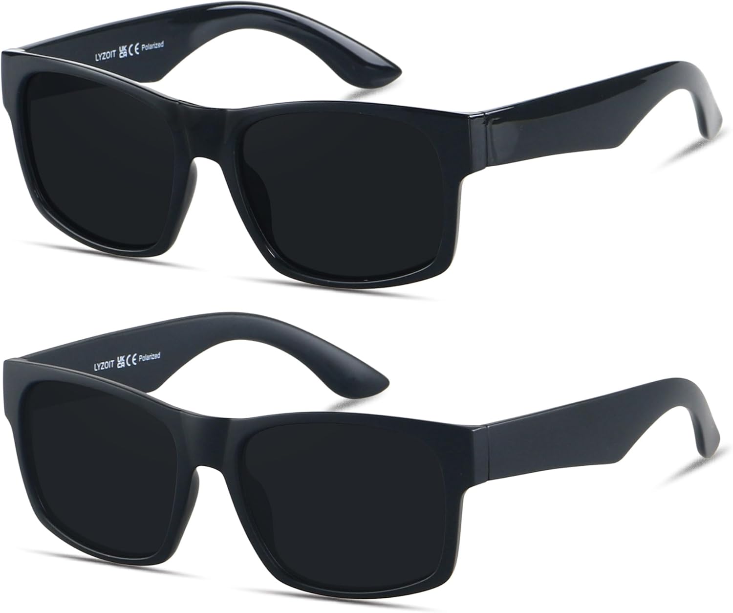 

Солнцезащитные очки LYZOIT Extra Large для мужчин с большой широкой головой, поляризованные, XXL, увеличенного квадратного размера, (2pack Polarized Dark Black) Glossy Black + Matte Black