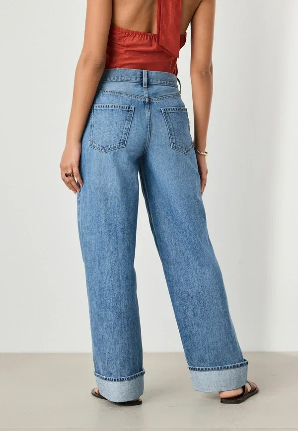 Джинсы Next Regular Fit N. Premium Boyfriend Turn Up Selvedge, средний синий — фото 3