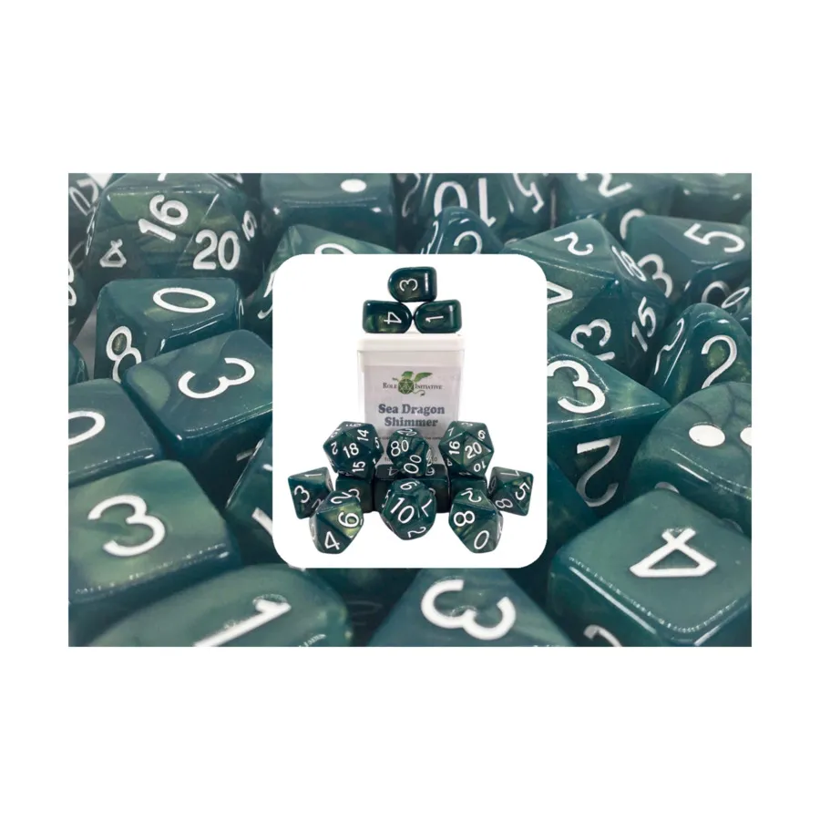 

Poly Set Sea Dragon Shimmer w/Arch'd4, белые чернила (15), Game Dice - Shimmer (Role 4 Initiative)