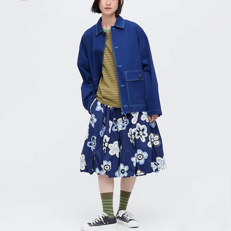 Повседневная длинная юбка женская Uniqlo, темно-синий — фото 2
