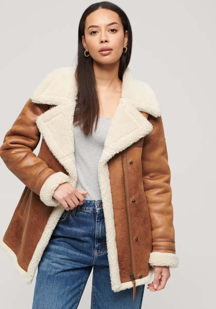 

Куртка из искусственной кожи Superdry "FAUX SEARLING MID JACKET", цвет Tan