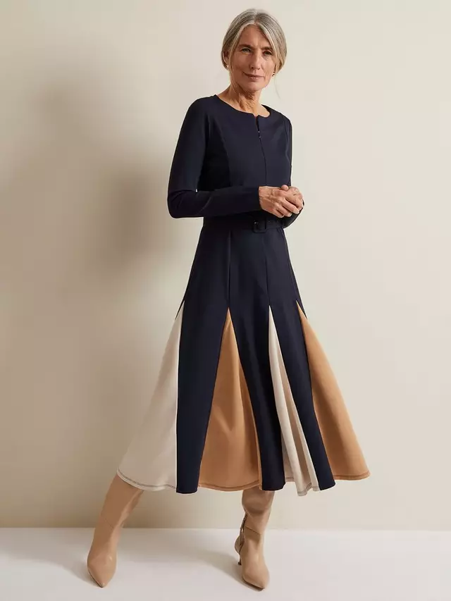 

Платье Phase Eight Paula Midi, цвет navy/brown