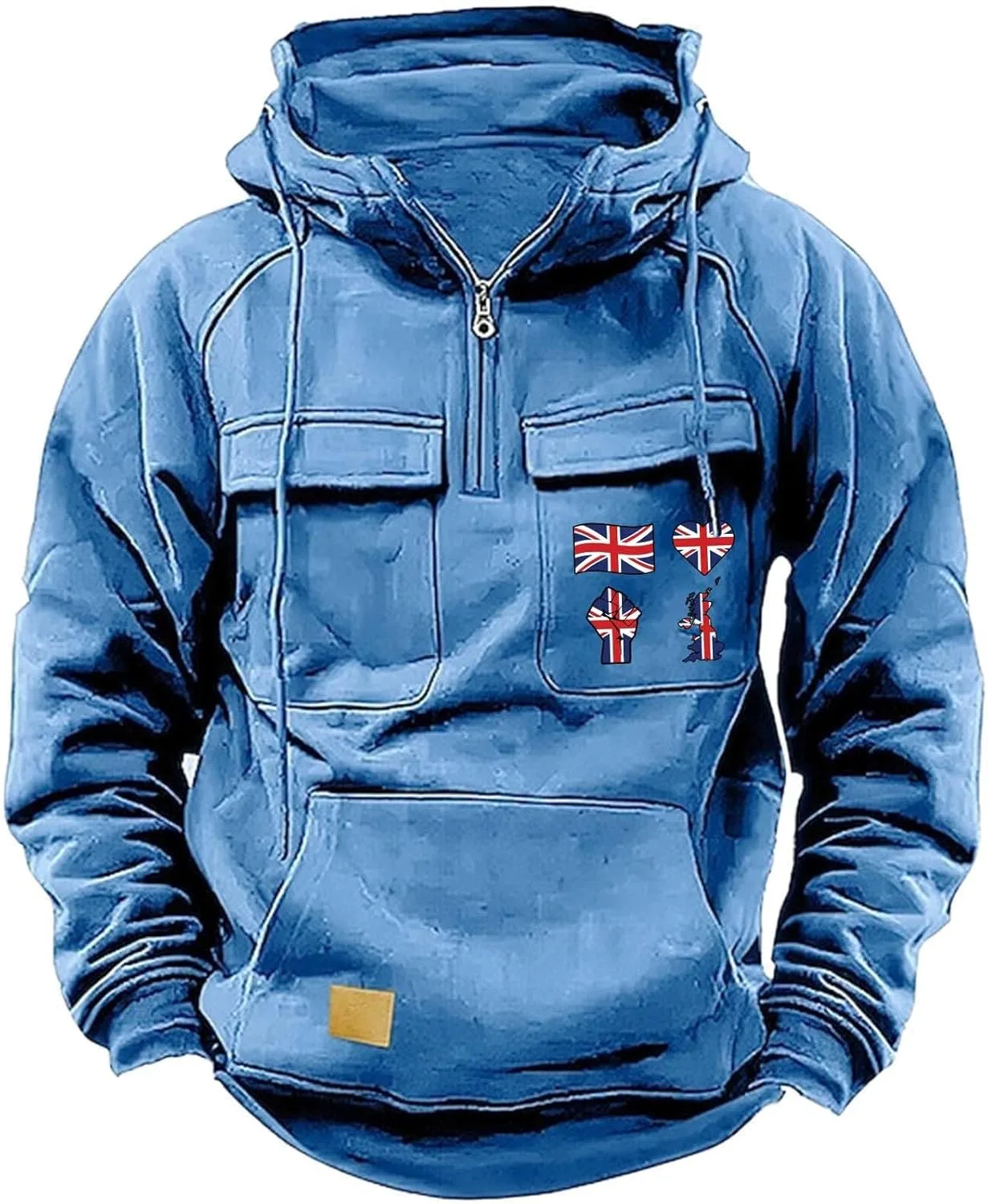 

Мужская тактическая худи с четвертью молнии и карманами