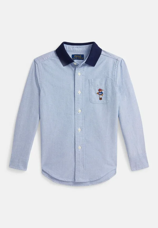 Рубашка из хлопка в полоску с изображением медведя поло. Polo Ralph Lauren, Blue