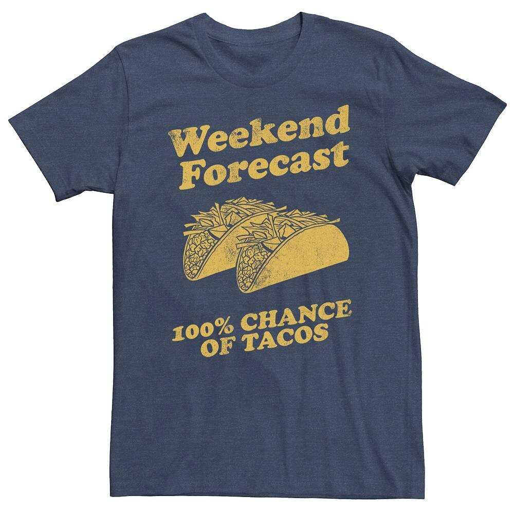 

Футболка с рисунком Tacos Big & Tall Weekend Forecast Licensed Character, цвет Navy Heather